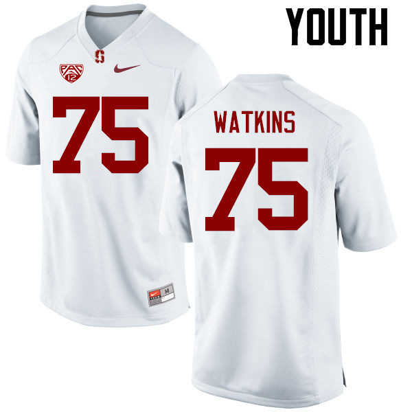Youth Stanford Cardinal #75 Jordan Watkins College Football Jerseys Sale-White